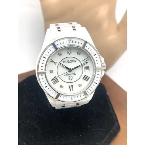 Bulova Women's Watch 98P172 Marine Star Quartz Diamond MOP Dial Ceramic 37mm - Picture 14 of 15